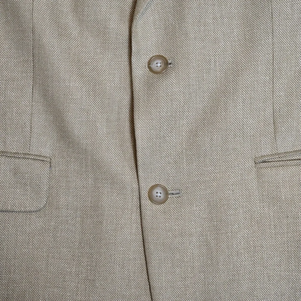 Lands' End Men's Silk‎ Wool 2-Button Blazer Jacket Beige 43R